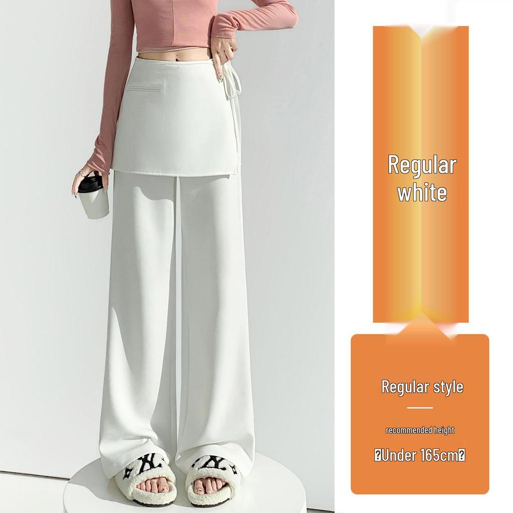 Design-Forward High-Waisted Drapey Skirt Pants Suit - Slim-Fit Casual Wide-Leg, Spring/Summer 2026