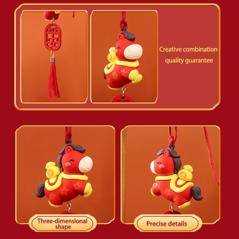 3D Cartoon Horse Pendant Hanging Decoration Gift for Friend Backpack Car Rearview Ornament Chinese Style Lucky Charm