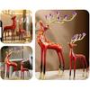 Aris & Juno Hand-Painted Copper Deer Statue Pair with Crystal Floral Antler Decor, Modern Oriental Lacquer Art Sculpture for Living Room Entryway