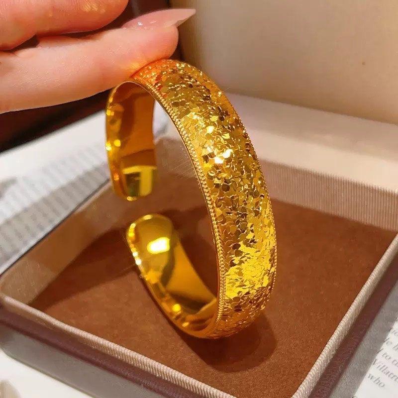 Pulseira Explosiva de Gelo Triturado com Abertura Larga para Pneus para Mulheres, Acessórios de Pulseira de Luxo Leve e de Alta Qualidade
