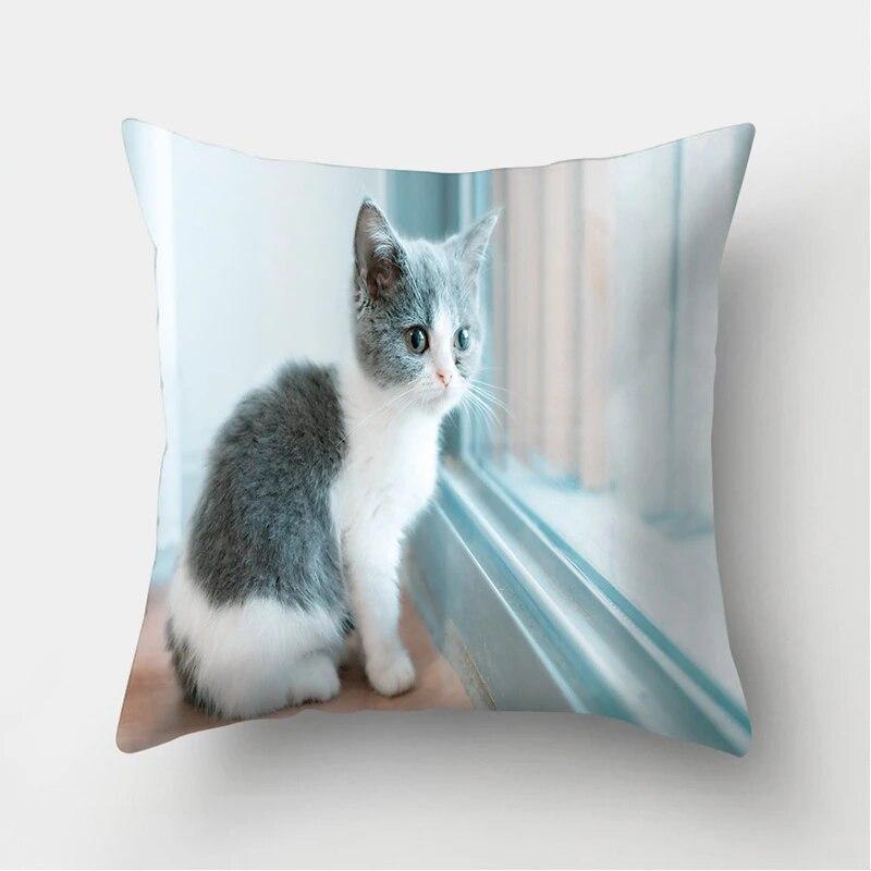 Cute Cat Print Decorative Cushion Pillowcase  Cover Pillow Sofa Living Room