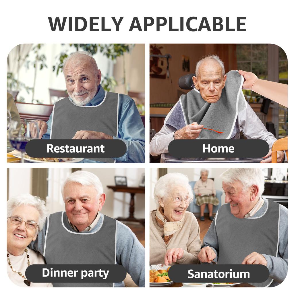 4/12Pcs Adult Bibs Soft Towel Cloth Reusable Elderly Feeding Bibs Clothing Stain Resistant Protectors for Adult Men and Women