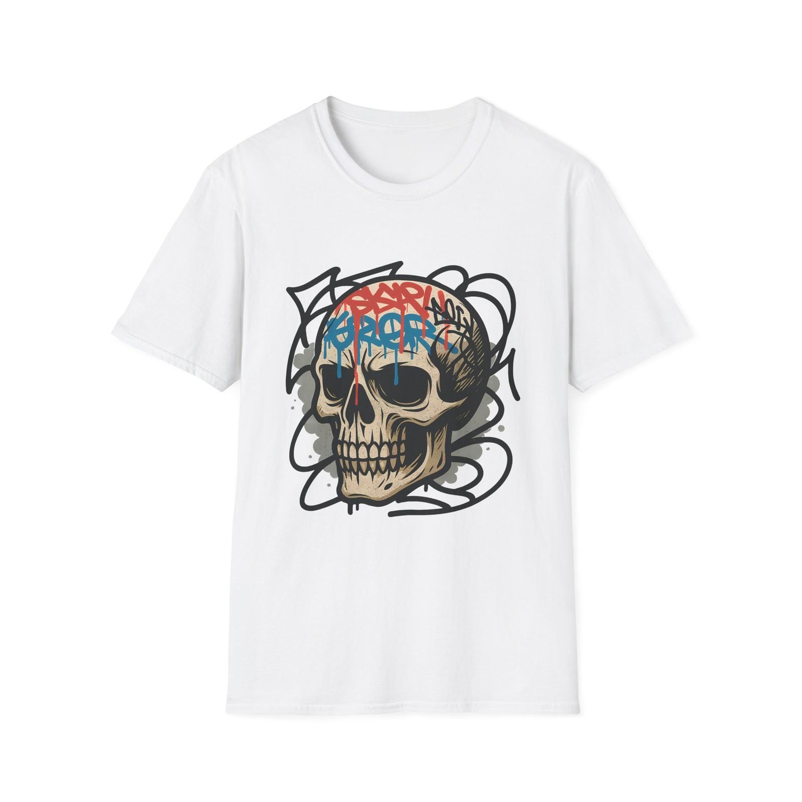 Unisex Softstyle T-Shirt Skull Graffiti Street Art Urban Rebel S