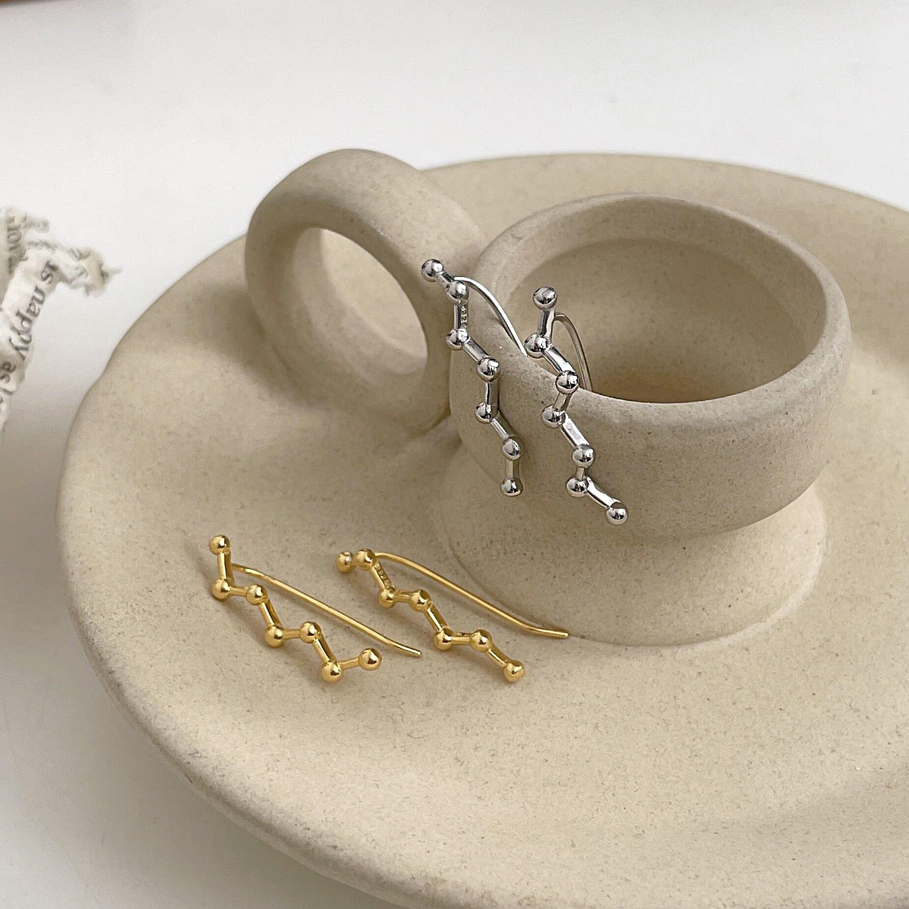 

S925 Sterling Silver Geometric Stud Earrings - Elegant Korean Summer Fashion for Women Yellow - Nano Anti-Oxidation Protection