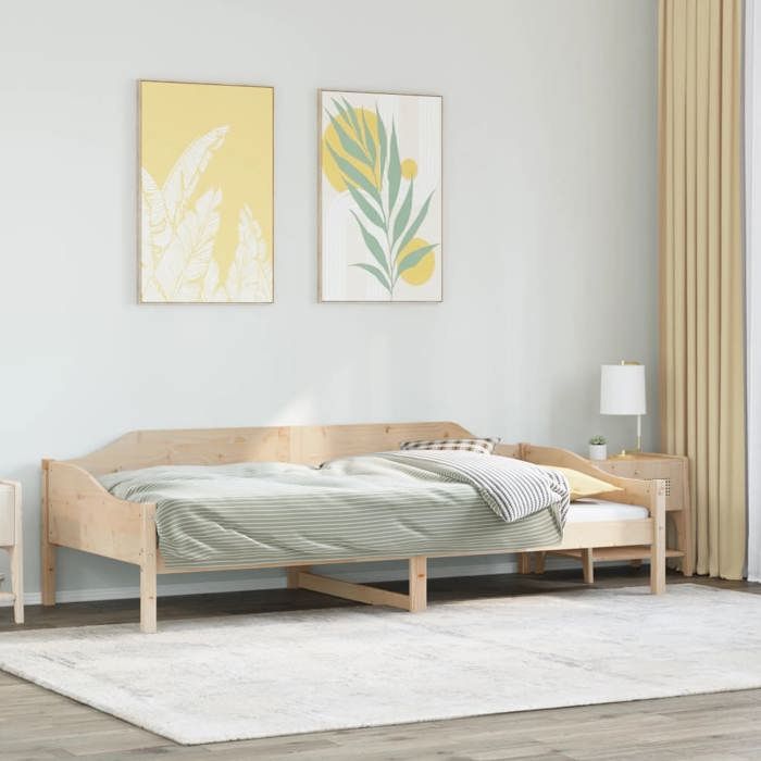 VidaXL Cadre de lit 90x200 cm bois de pin massif, meuble de chambre à coucher, sommier, lit en bois, lit, lit simple, cadre 850914
