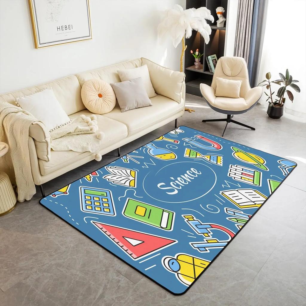 Math Theme Area Rug Math Equation Rugs for Boys Girls Math Geometry Science Style Carpet Mathematics Formula Indoor Floor Mat