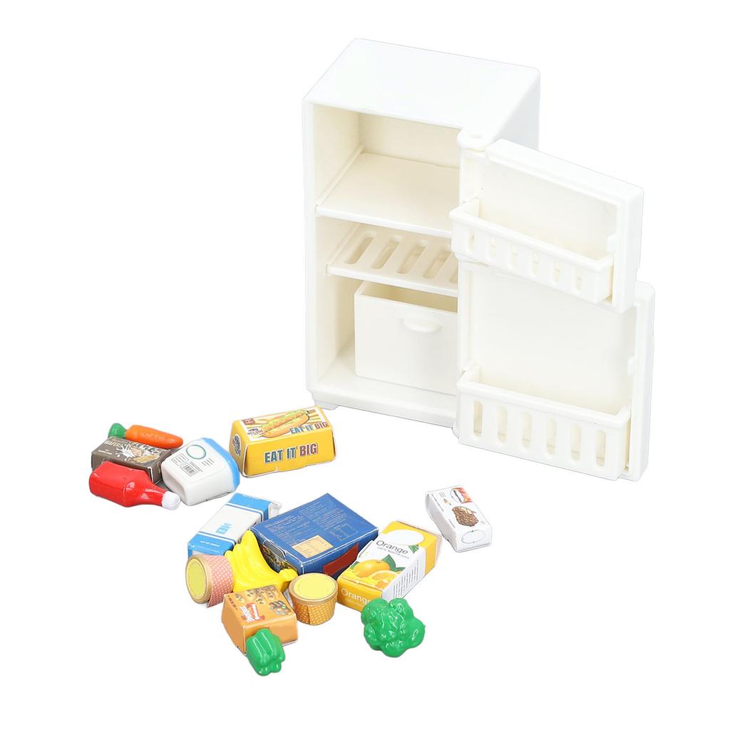 1 : 18 Dollhouse Miniature Refrigerator Cartoon Cute Dollhouse Fridge Model Decorative Miniature