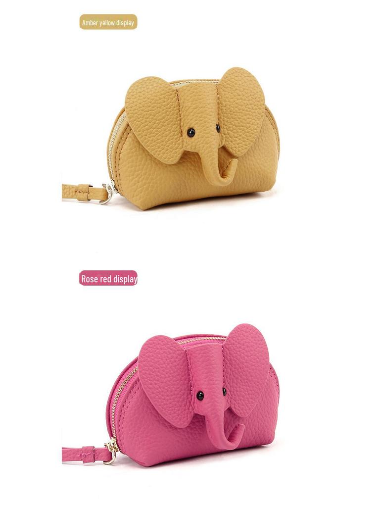 Kreatywny portfel ze skóry z zamkiem błyskawicznym w kształcie słonia - uroczy i kompaktowy