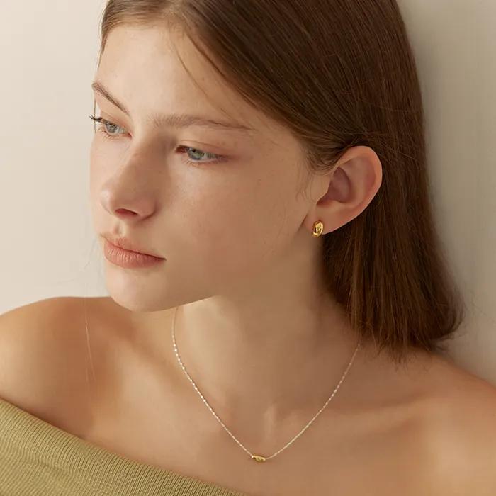 [Silver925] Oval Two-tone Twisted Chain Necklace