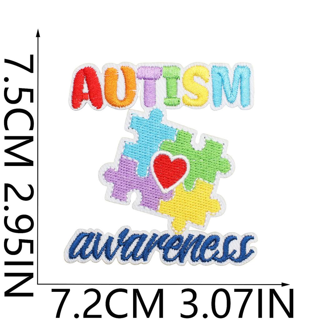 Färg pussel broderi tyg klistermärke liten dinosaurie dator broderi etikett tecknad sköldpadda autism kampanj patch klistermärke strykning