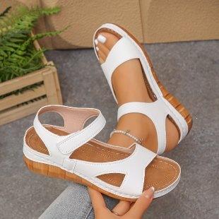 Damen Sommersandalen mit offenen Zehen und Schnallen-Knöchelriemen, Plateau-Keilabsatz, Bequeme rutschfeste Sandalen zum Gehen, Strandschuhe für Damen, Lässige elegante Schuhe