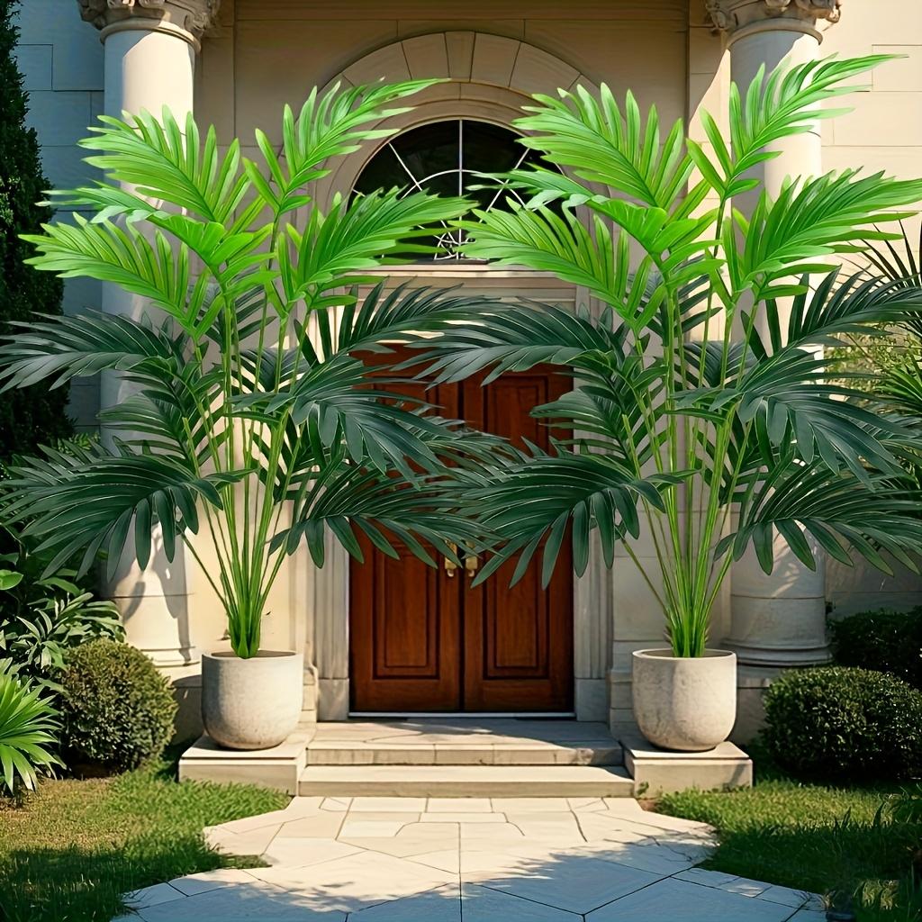 2 piezas Palmeras Artificiales, 35.6 Pulgadas - Verdor de Plástico de Tacto Real para Decoración de Hogar y Oficina - Colocación de Piso Interior/Exterior