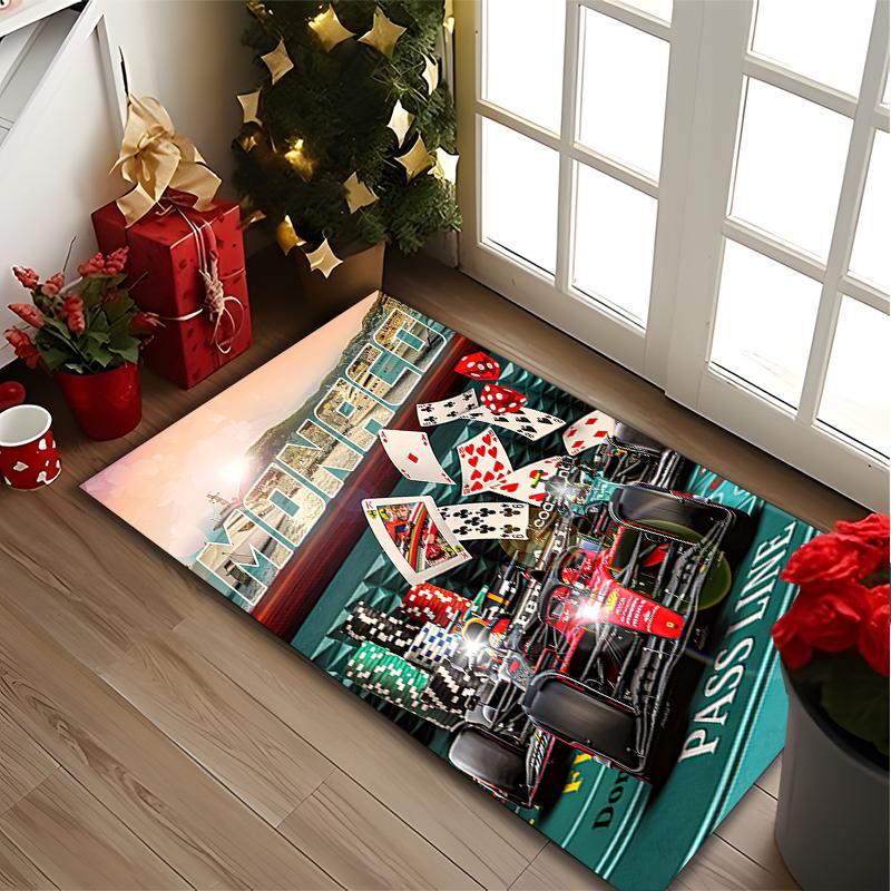 1pc Formula Race Car Art Printed Chair Rug for Home Office Use, Living Room Kitchen Game Room Area Carpet