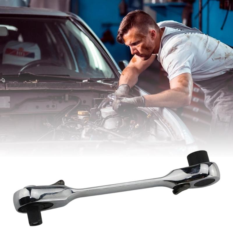 1/4Inch Mini Ratchet Wrench 72 Tooth With Double Drive Heads For Tight Space Alloy Steel Construction 99mm