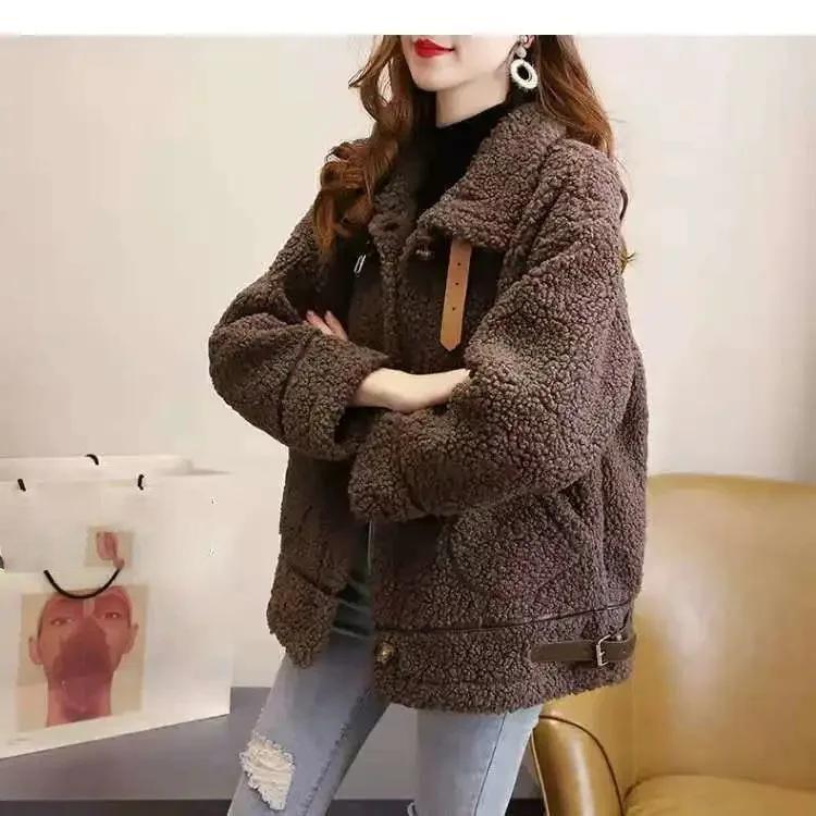 Women's Fashion Thickened Faux Lamb Velvet Jacket Autumn Winter Loose Versatile Warm Hoodie Trendy plus Size Clothing