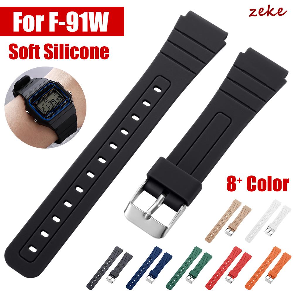 Cinturino in Silicone da 18mm per Casio F91W W-800H SGW400 F91W F84 F105/108 A158/168 AE1200/1300 Cinturino Morbido Braccialetti da Polso da Uomo