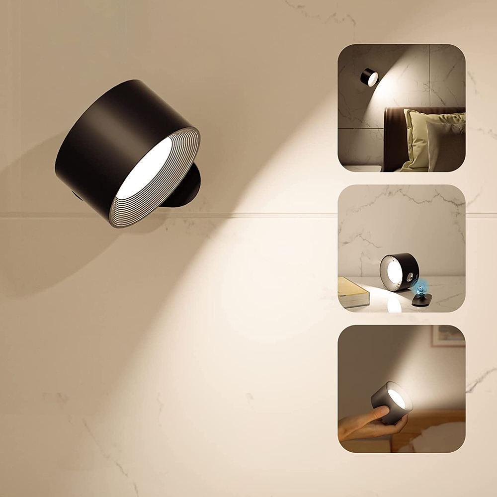 360° Rotating LED Wall Light: Rechargeable, Portable Touch-Control for Bedside Reading & Magnetic Cabinet Use.