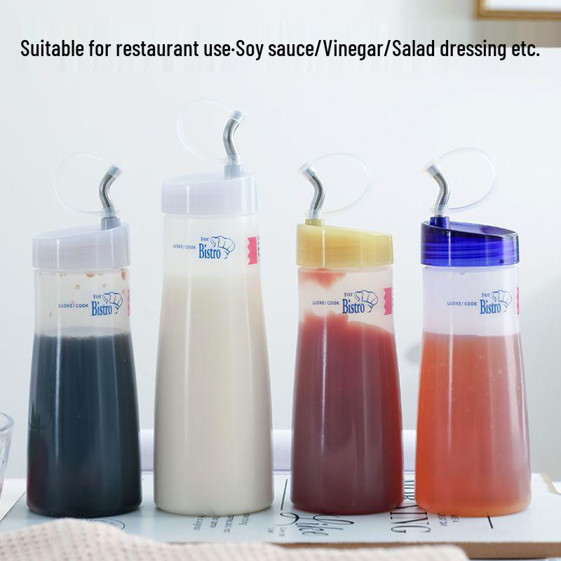 Japanese Style Squeeze Bottle Set - Plastic Vinegar, Oil, Sauce Dispenser with Pointed Nozzle for Commercial and Household Use.