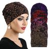 Glitter Floral Print Sleep Beanie Cap Soft Material Chemo Head Wrap For Hair Loss