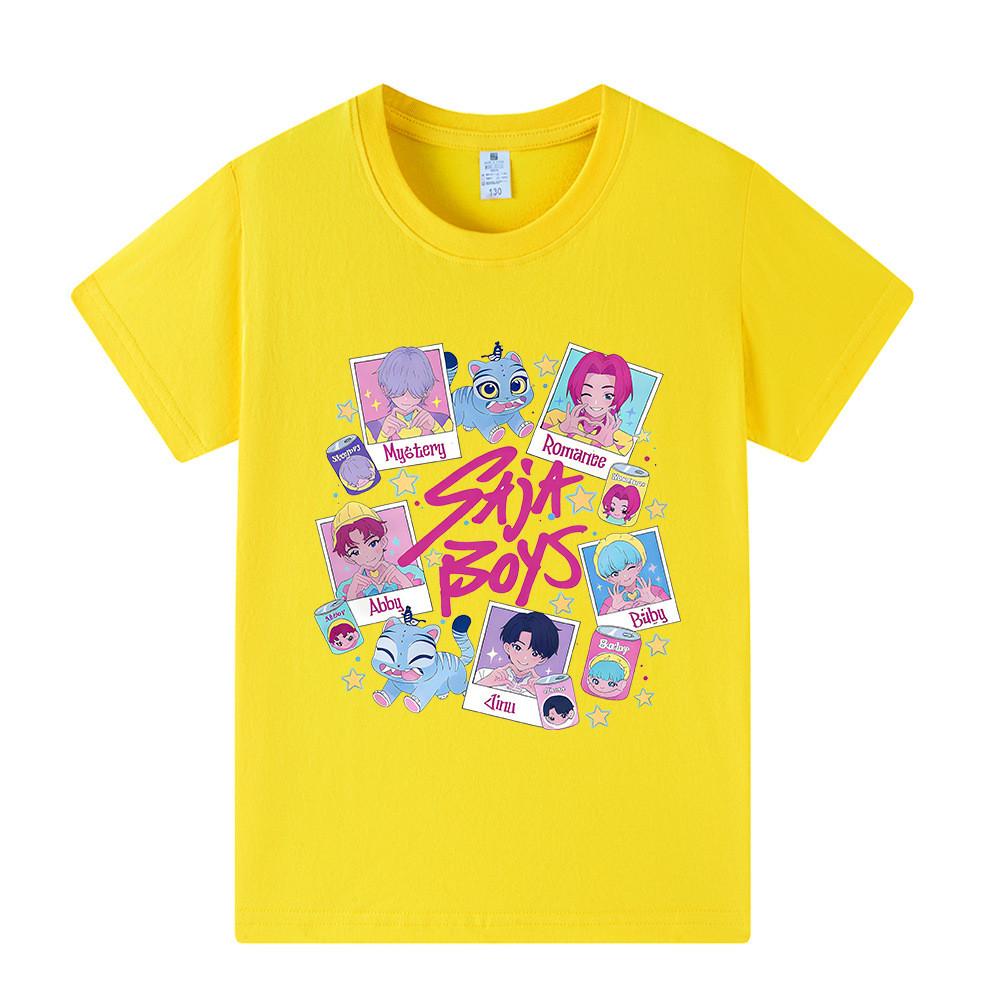 A1206 Kids Boys Girls Sajaboys Kpop Rumi Zoey Mira Print Short Sleeves T-shirt