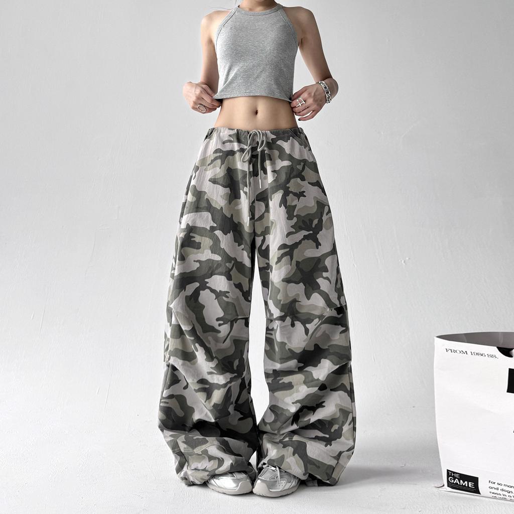 American Retro Camouflage Wide-leg Pants Women's Summer New Loose Chic Wear Casual Overalls