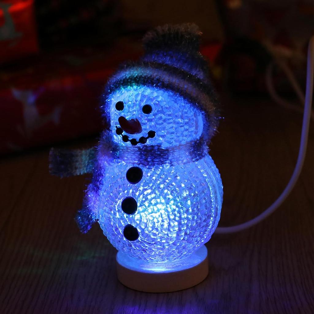 Uonlytech Christmas Snowman Night Ligh, LED Light USB Night Light Mini Glowing Snowman Desktop Ornaments for Home Bedroom Christmas