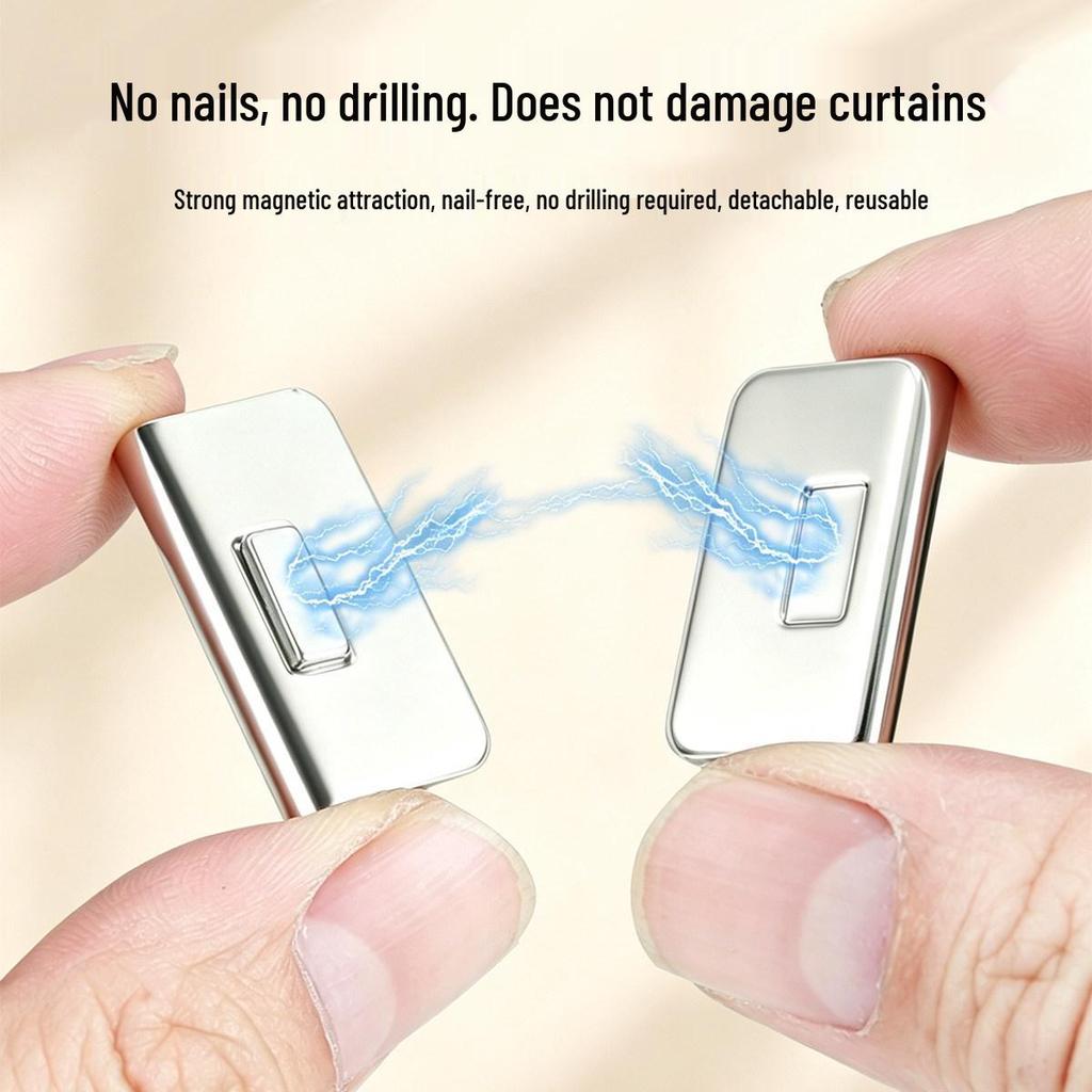 Magnetic Blackout Curtain Buckle: Nail-Free, Stitch-Free Light Blocker for Home & Dorms