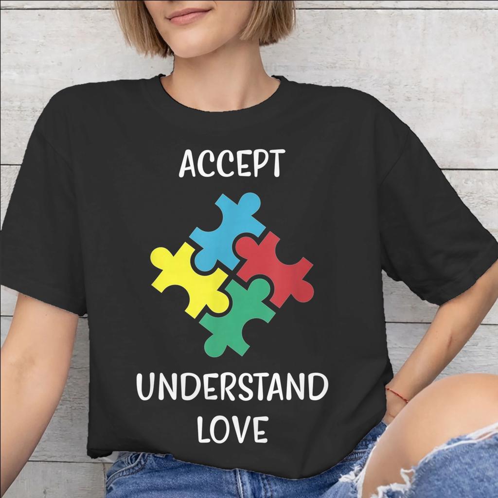 Autism Awareness Respect Love Support Accessories Men Women T Shirt Pure Cotton Tee Printed Tshirt Clothing