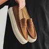 Fashion Leisure Walk Loafers New Summer Men's Casual Leather Shoes Stylish Soft Bean Shoes Low-top Man Slip on Shoes Handmade Moccasins