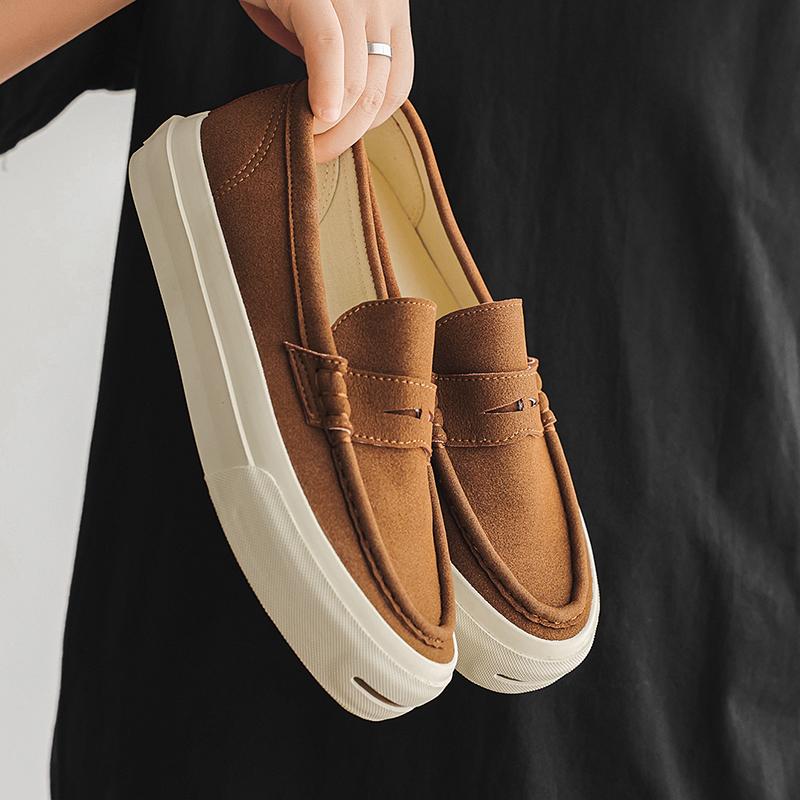 Fashion Leisure Walk Loafers New Summer Men's Casual Leather Shoes Stylish Soft Bean Shoes Low-top Man Slip on Shoes Handmade Moccasins