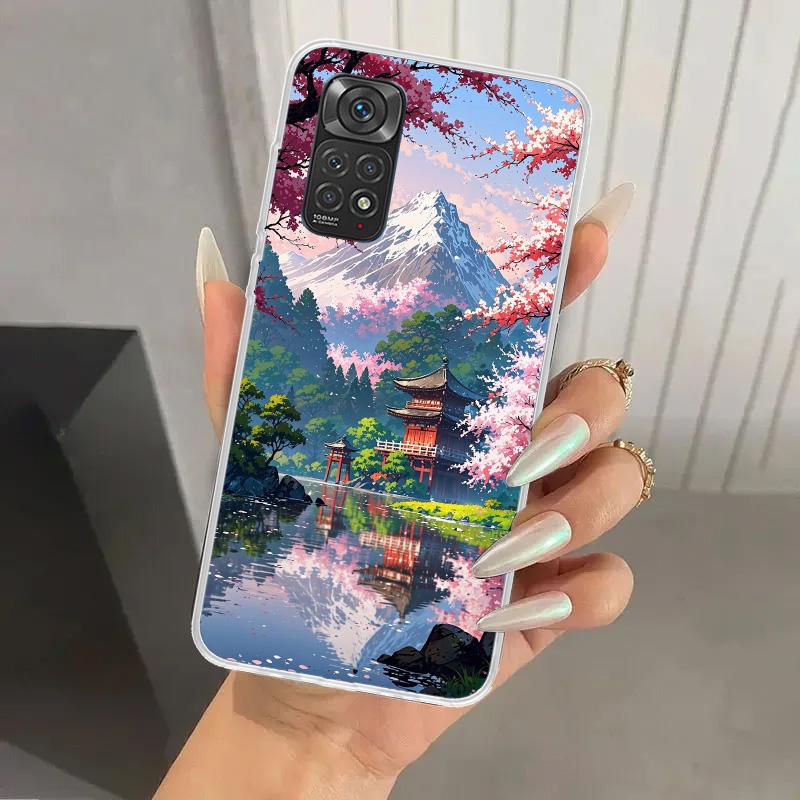 Japanese Cherry Mount Fuji Phone Case for Xiaomi Redmi Note 15 14 14S 13 12S 12 Pro 11S 11 Plus 11T 11E 10S Soft Funda Print She