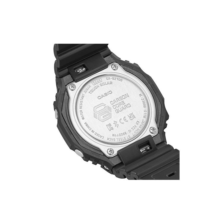 Casio G-Shock Classic Octagonal Carbon Fiber Core Protective Dual Display Sports Quartz Watch Resin Strap Unisex watches Black GA-B2100-1APR