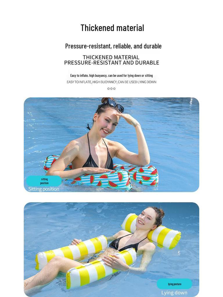 Inflatable PVC Mesh Hammock Recliner – Foldable Floating Swim Bed with Backrest