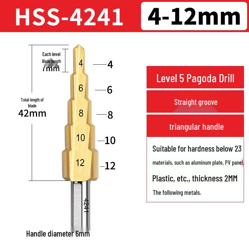 

High Hardness Pagoda Drill Bit Set for Iron, Aluminum, and Reaming