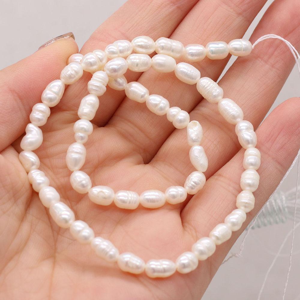 

36cm Strand 4-5mm White Natural Freshwater Rice Pearls Spacer Beads DIY Earring Necklace Bracelet Parts 1String/4-5mm-36cm