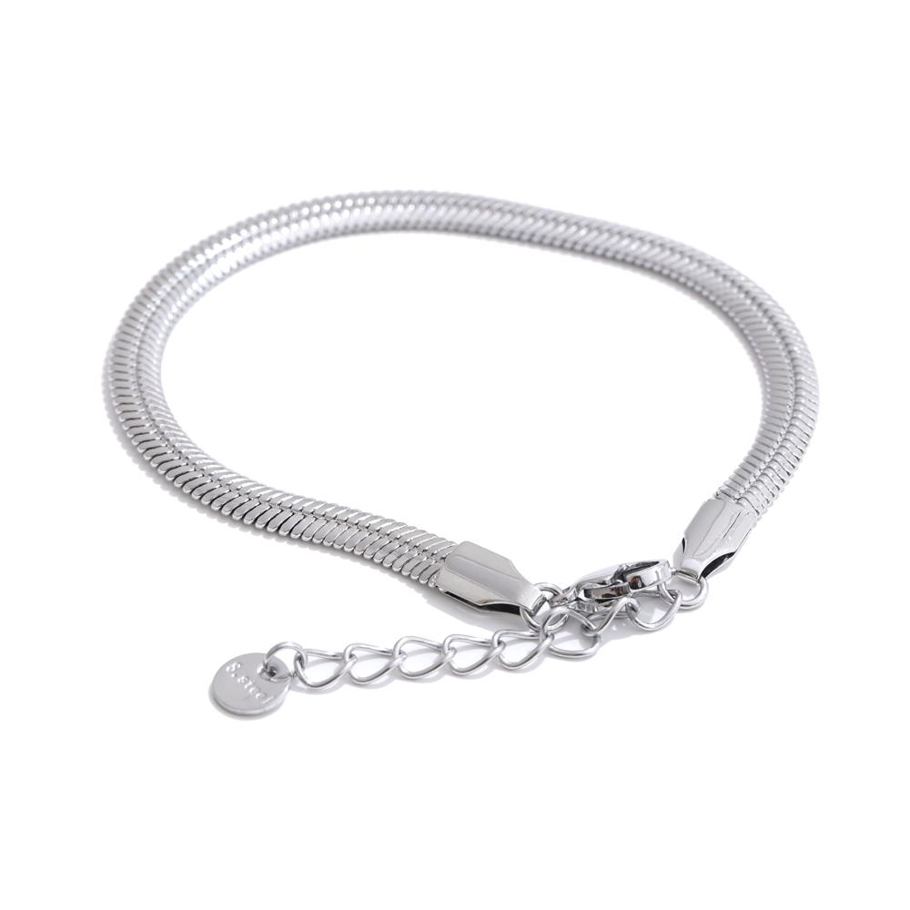 

Yhpup Quality Minimalist Metal Snake Chain Necklace Bracelet Waterproof Stainless Steel Versatile Daily Women Men Unisex Jewelry