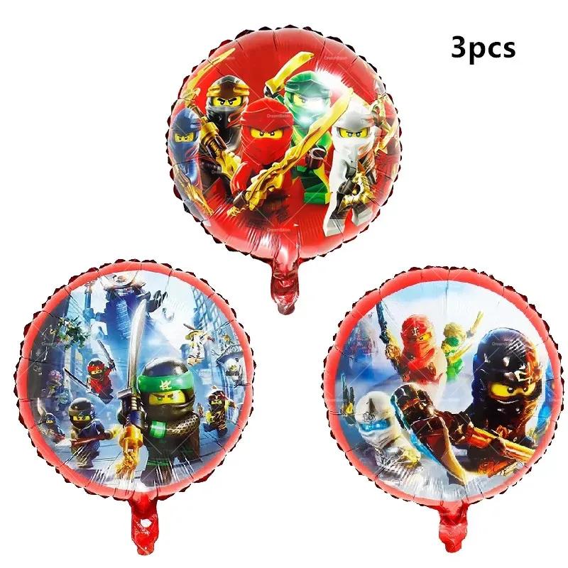 Ninjaed Go Balloons Happy Birthday Banner Legoed Party Decoration Supplies Backdrop Cake Topper Kids Spiral Disposable Tableware