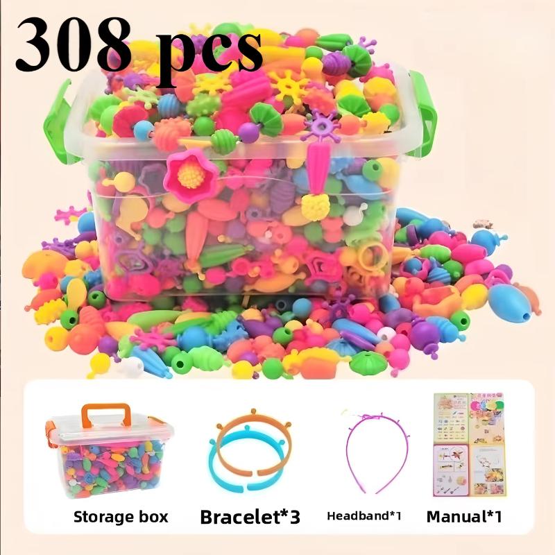 Children's DIY Bead Jewelry Making Kit Beginner Friendly Craft Set for Girls Make Necklace Bracelet Ring Art Craft Gift