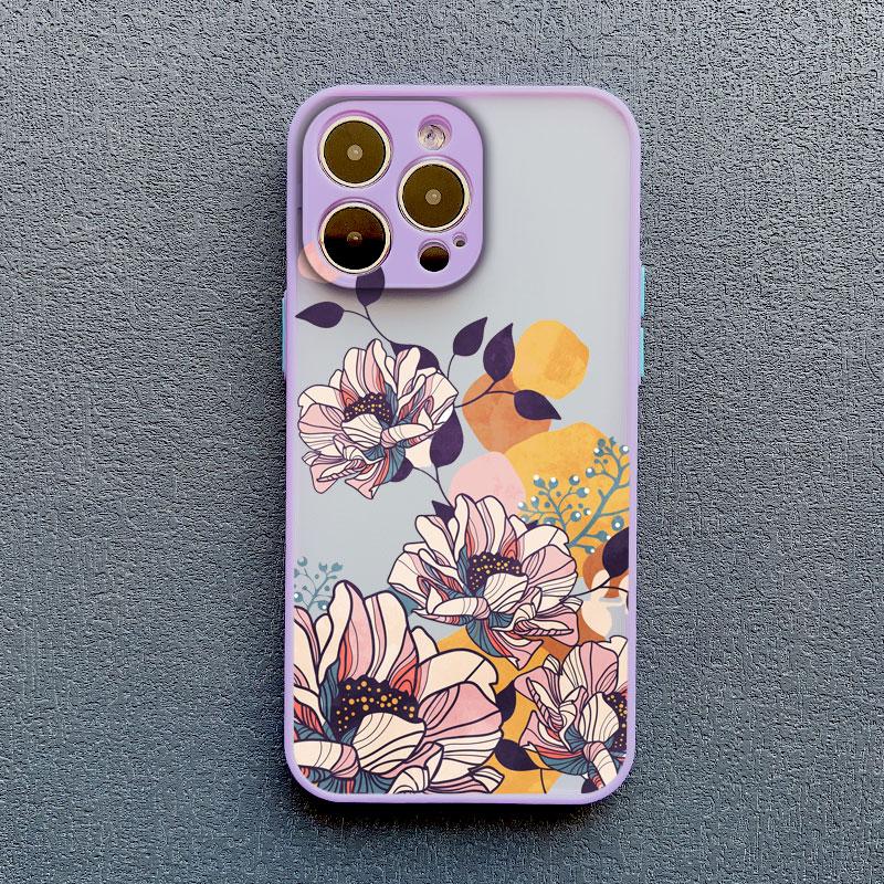 INS Painting Flower Phone Cases For iPhone 11 Case iPhone 17 16 13 12 15 14 Pro Max Mini 14 15 16 Plus XS X XR Shockproof Covers