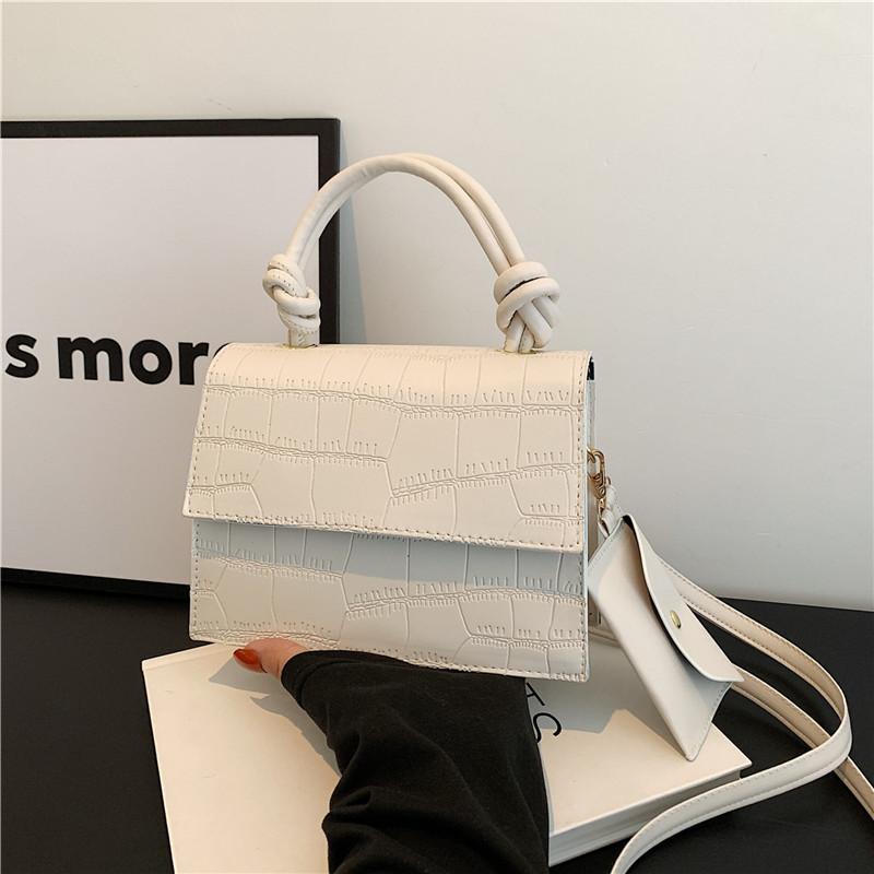 Solid Color Stone Pattern 2025 New Temperament Casual Two-piece Set Trendy Simple Crossbody Shoulder Portable Small Square Bag