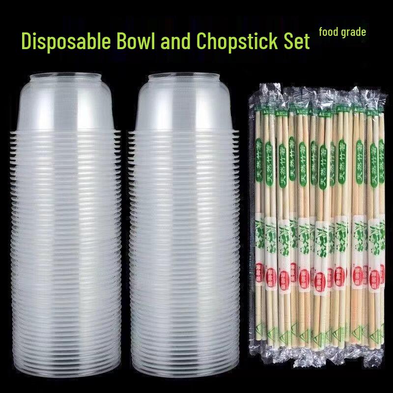 Thickened Disposable Plastic Round Bowls with Lids