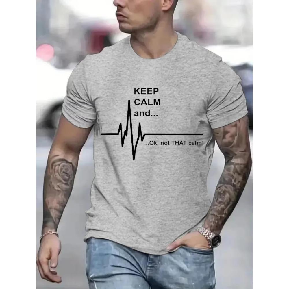 Hold deg rolig og ok Ikke så rolig på T-skjorte for menn Street Løs T-skjorte Sommer Hip Hop T-skjorte Uformell rund hals Oversized T-skjorter