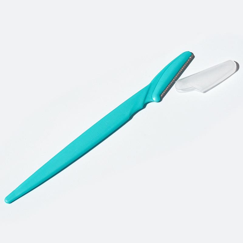 Beginner Straight Handle Eyebrow Razor with Stainless Steel Blade and Safety Net for Trimming