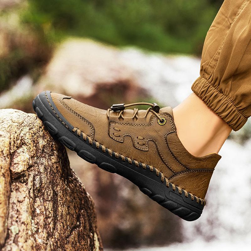 2025 large size autumn and winter leather large size breathable loafers casual men's leather shoes trend hand-stitched men's shoes