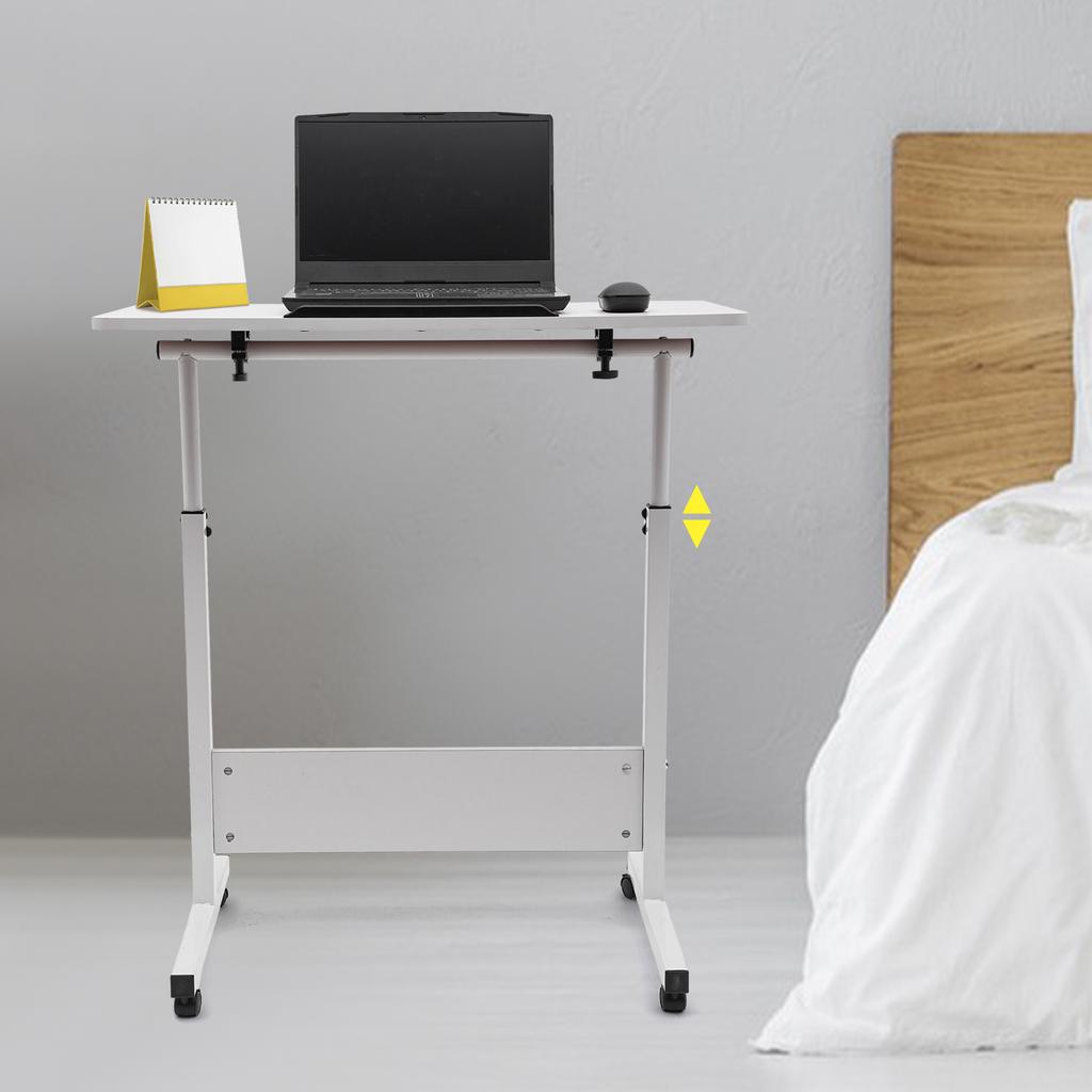 Standing Computer Desk, Adjustable Height Rolling Laptop Table, Portable Workstation with Lockable Wheels, 32-47In Height Range