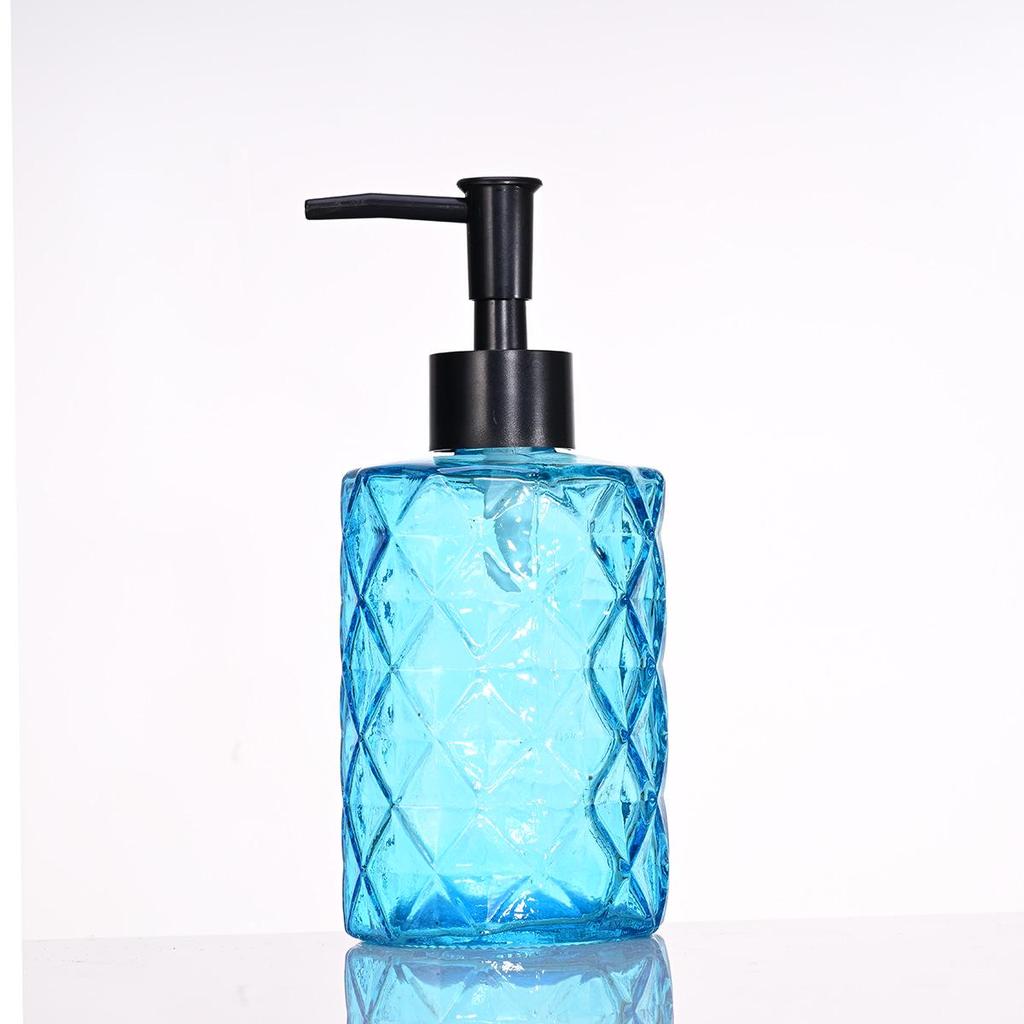 Rhombus Glass Soap, Shampoo & Lotion Dispenser Bottle - Press-Type Refillable