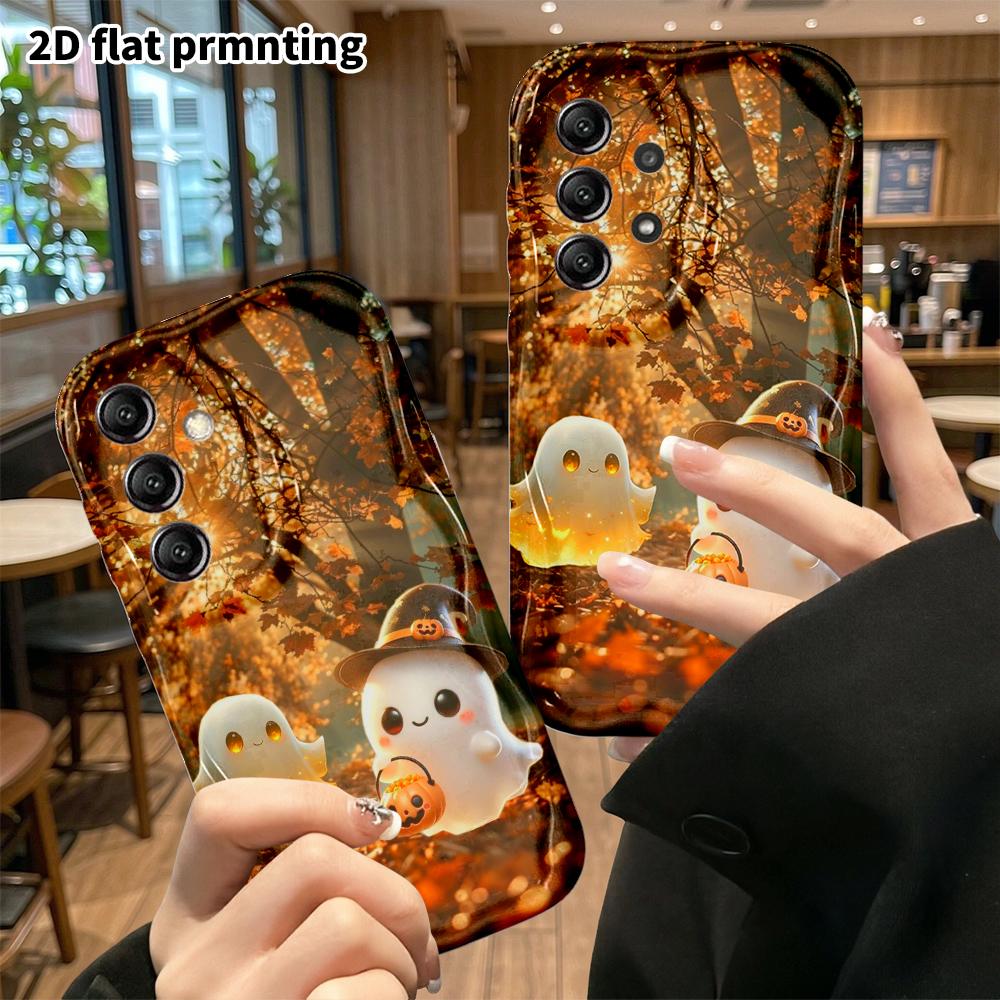 Phone case: 2D flat, suitable for Samsung Galaxy A34 A35 M05 M06 S20 S22 S21 FE Plus 5G protective case, twin forest ghosts, perfect Christmas and Hal