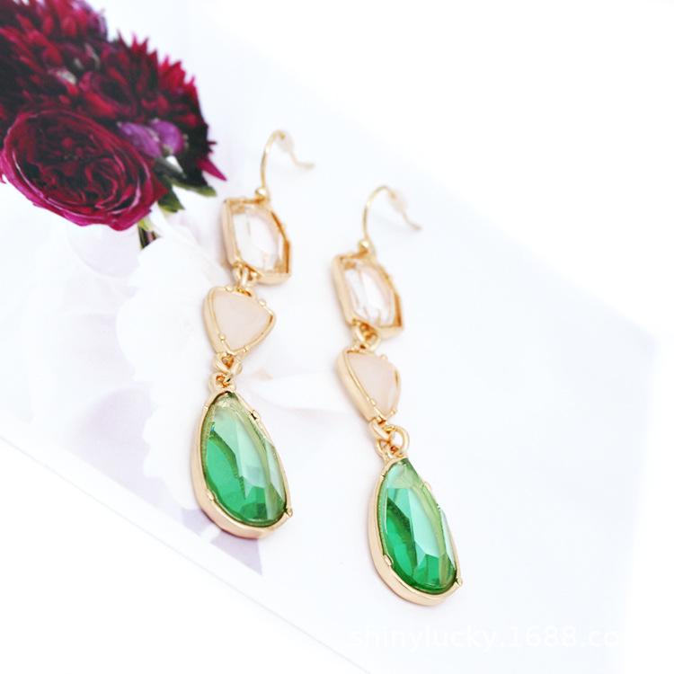 Emerald Green Teardrop Crystal Earrings for Women
