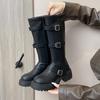 Vintage Maillard thick-soled heightening knight boots tall thin boots women's 0000 autumn new two-wear long boots