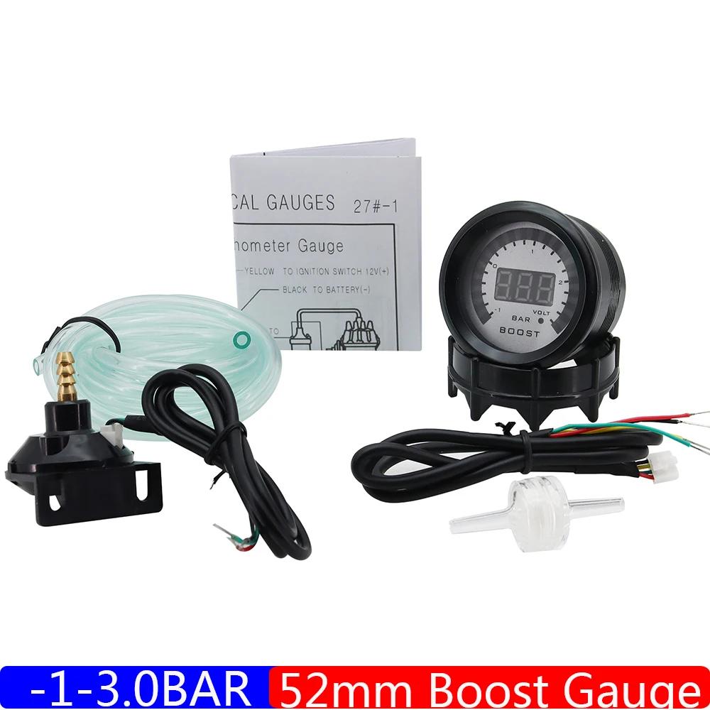 

2 52 мм автомобильный датчик турбонаддува -1-3 бар/-15-45 фунтов на квадратный дюйм измеритель турбонаддува с датчиком бар PSI для универсального бензинового автомобиля 12 В